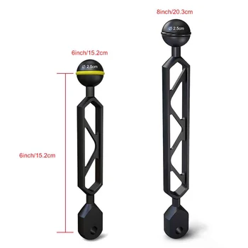 

6"/15.2cm 8"/20.3cm Aluminium 1" Ball and YS Head Adapter, Arm for Underwater Photography & Housing & flashlight
