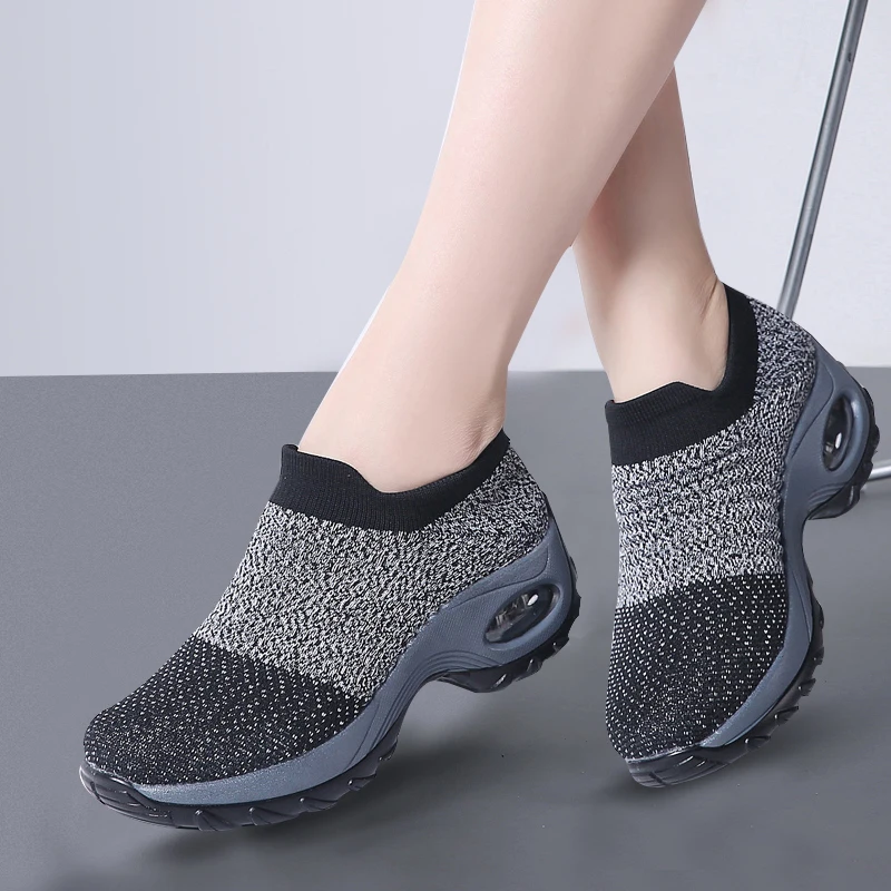 

Slip On Women Flat Shoes Breathable Mesh Sneakers for Woman Spring Autumn Flats Platform Female Footwear Socks Sneaker Size 42