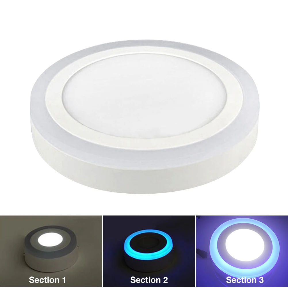 

Panel LED Light 5W/9W/16W/24W Round Square LED Panel Light Surface Mounted White+Blue Down light LED Ceiling Light AC85-265V