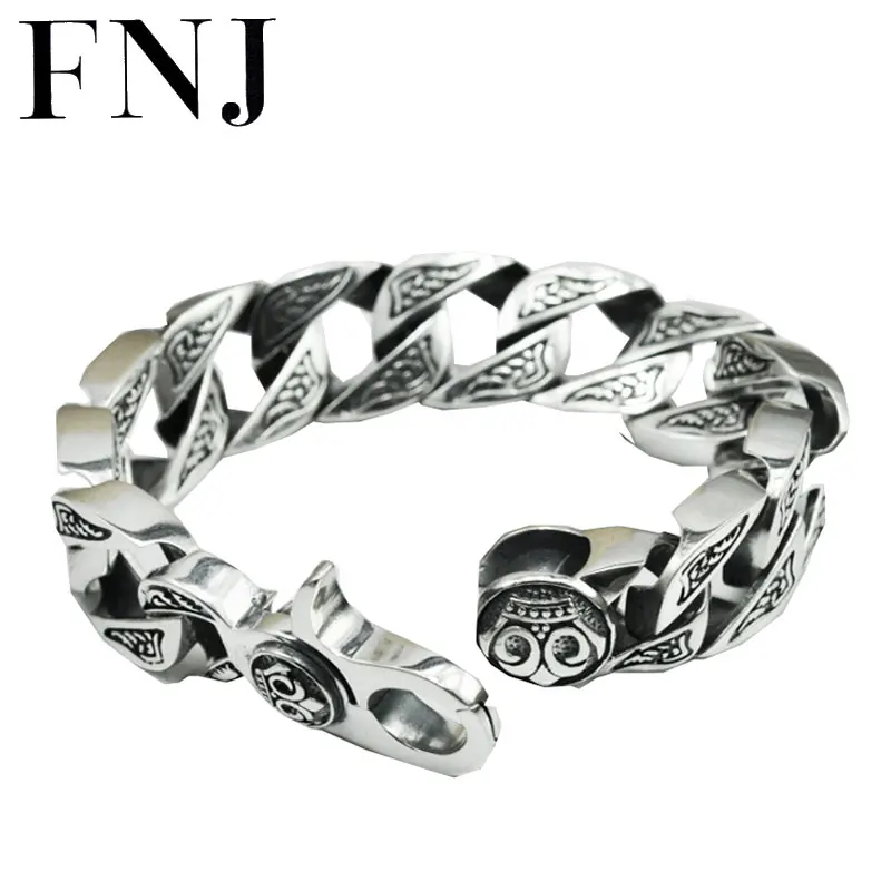 17 мм коробка большая цепь мужской s925 твердый серебряный браслет из чистого серебра 925 пробы браслеты мужские ювелирные изделия HKB17