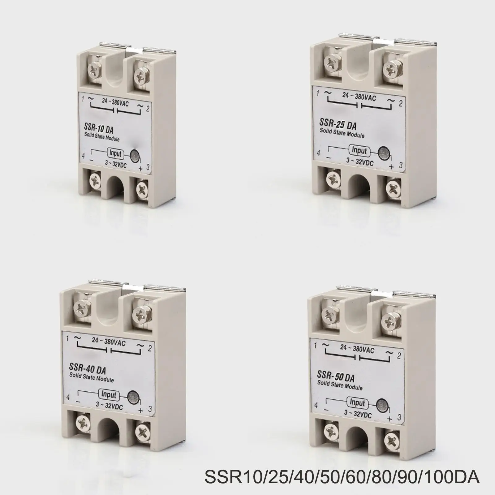 10A/25A/40A/50A/60A/75A/90A/100A SSR Однофазное твердотельное реле DC AC вход 3 32VDC нагрузка 24