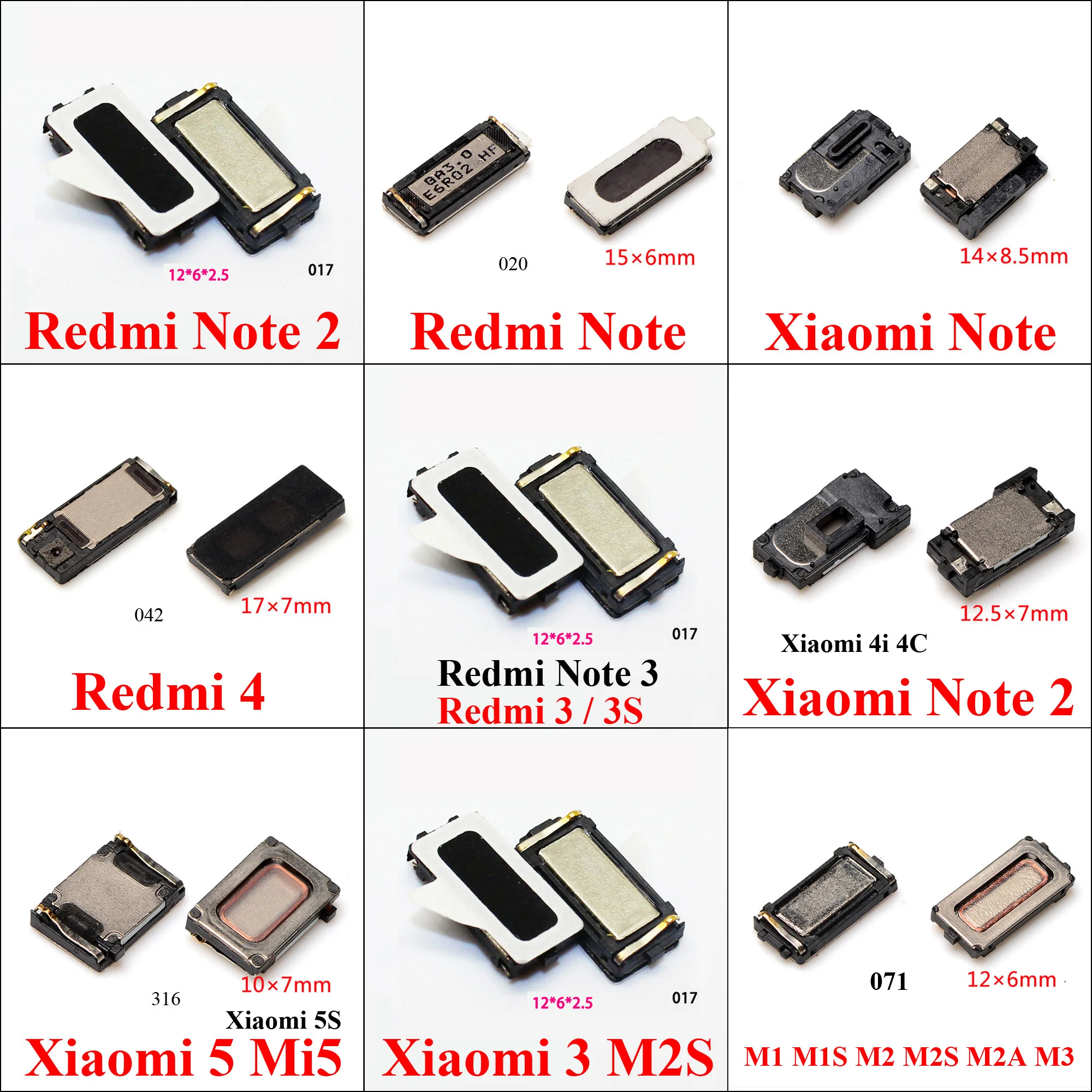 

1pcs Earpiece Ear Sound Speaker Receiver For Xiaomi Mi1 1S Mi2 2A 2S Mi3 Mi4 Note 2 Max 4C 4I 5 Redmi 4A 1S 2S 2 3X 3S Note 2 3