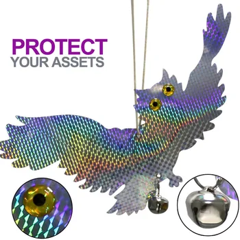 

Garden Laser Reflective Fake Bird Owl Supplies Hanging Reflective Owl Scarecrow Scare Pigeons Woodpecker Repellent Birds