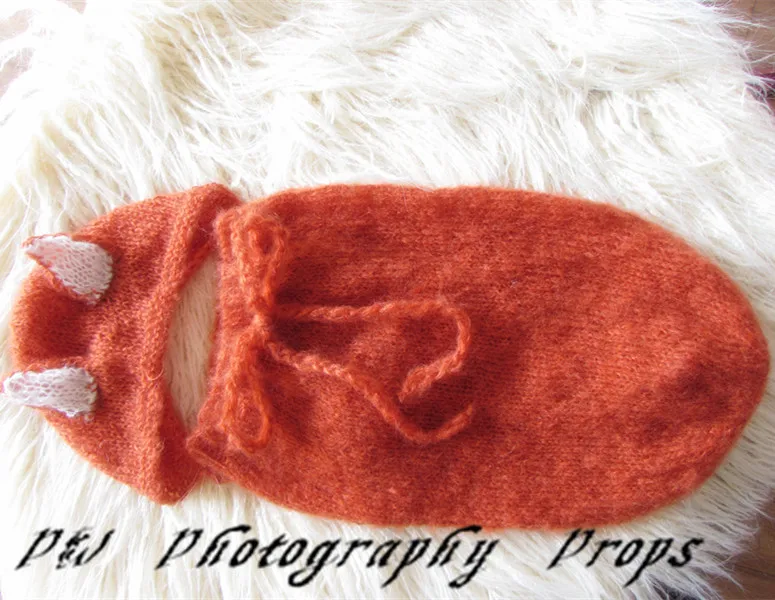Новорожденный детский мохер для вязания крючком лиса шляпа и спальные мешки новорожденный спальный мешок набор реквизит крючком Пеленальный кокон новорожденный фото реквизит