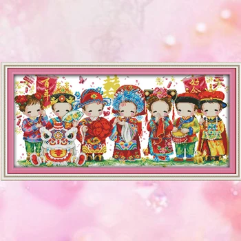 

Joy Sunday wedding cross stitch embroidery kits Folk wedding DMC14CT11CT cotton fabric livingroom bedroom decoration wholesale