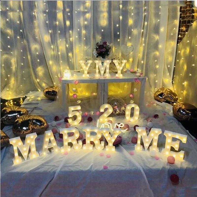 Digital Letter LED Night Light Marquee Sign Alphabet Lights Lamp Home Club Outdoor Indoor Wall Decor Valentine's Day Gift (10)