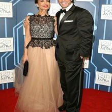 Модные трапециевидные платья знаменитостей из органзы Чудесный Черный Кружевной топ без рукавов телесного цвета юбка длинное платье для выпускного