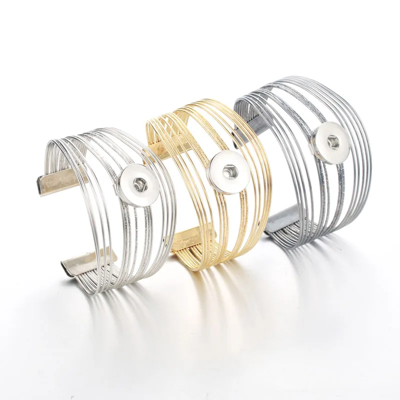 

Fashion New 3 Colors Creative charm Snap Button Bracelet Shining Bangles bracelet Fit 18MM Snap Jewelry women Jewelry