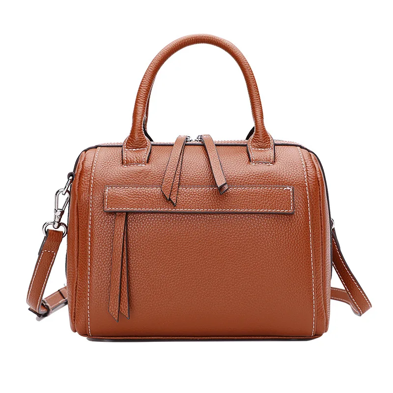 

Leather handbag fashion bag female 2019 new top layer leather diagonal shoulder bag portable Boston bag women handbag