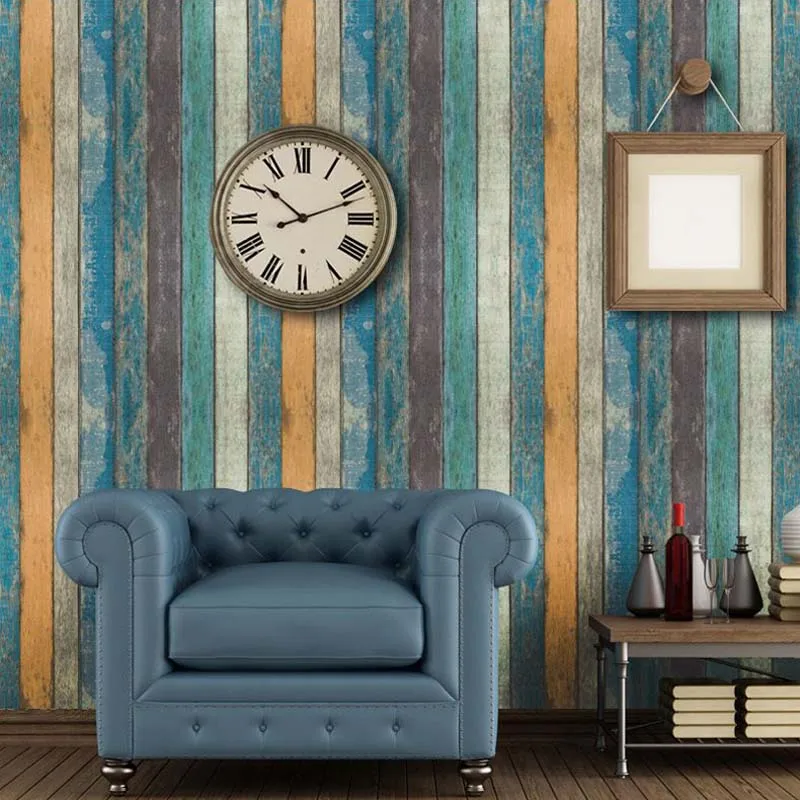 

Retro Stripe Paint Waterproof Vinyl Decorative Film Adhesive Wallpaper Wall Stickers Kitchen Furniture Stickers pvc Home Poster
