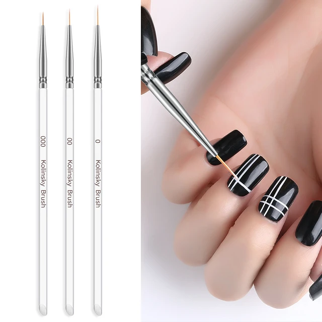 3PCS Nail Art Liner Brushes UV Gel Painting Acrylic Nail Brushes Nail Art  Brush Pen For Long Lines Details Fine Nail Designs - AliExpress