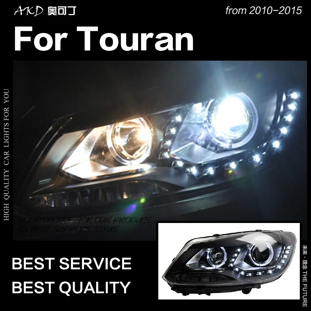 AKD автомобильный Стайлинг для VW Touran фары 2010- Touran светодиодный фонарь DRL Hid головной фонарь Ангел глаз биксеноновый луч аксессуары