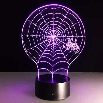 

3d table lamp spider web night light 7 color acrylic visual three-dimensional LED decorative lights usb dual-use