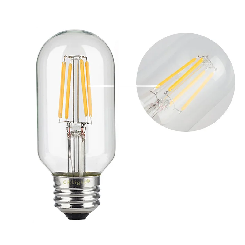 T45 4/6W Edison Style Antique LED Filament Tubular Light Bulb 2200/3000K E27 Medium Base Lamp -- CLH