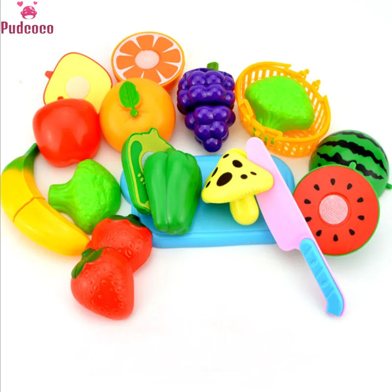 

New Kids Play Kitchen Fruit Vegetable Food Pretend Role Player Cutting Set Toddler Toys Affordable