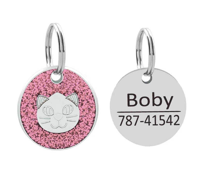 Personalized Dog ID Tag Engraved Pet Name Tags Paw Print Customized Name Plate Dog Cats Kitten Accessories Pink Red Blue