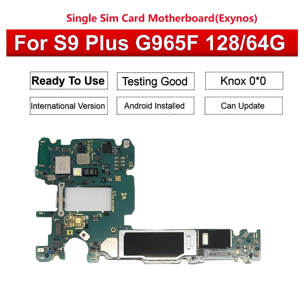 Tehxv Original Motherboard For Samsung Galaxy S9 Plus G965F Single Card 64GB 128GB 256G Unlocked Board Clean IMEI
