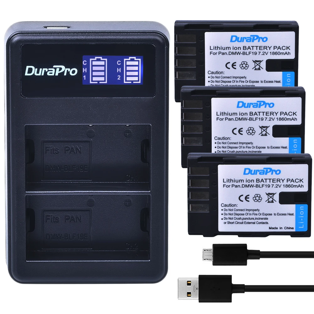 

3X DMW-BLF19 DMW BLF19 BLF19 camera Battery 1860mah + LCD USB Charger for Panasonic Lumix DMC-GH3 DMC GH3 GH4 DMC-GH4 Camera