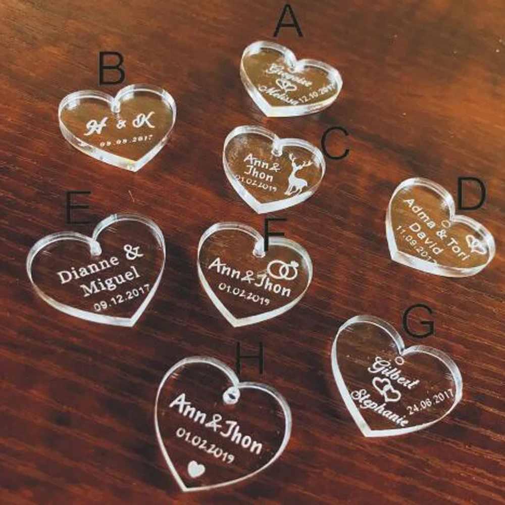 50 pieces Personalized Engraved Baby Baptism Hangs Love Heart Decor, Wedding Table Decoration Custom content Favors Tag   (3)