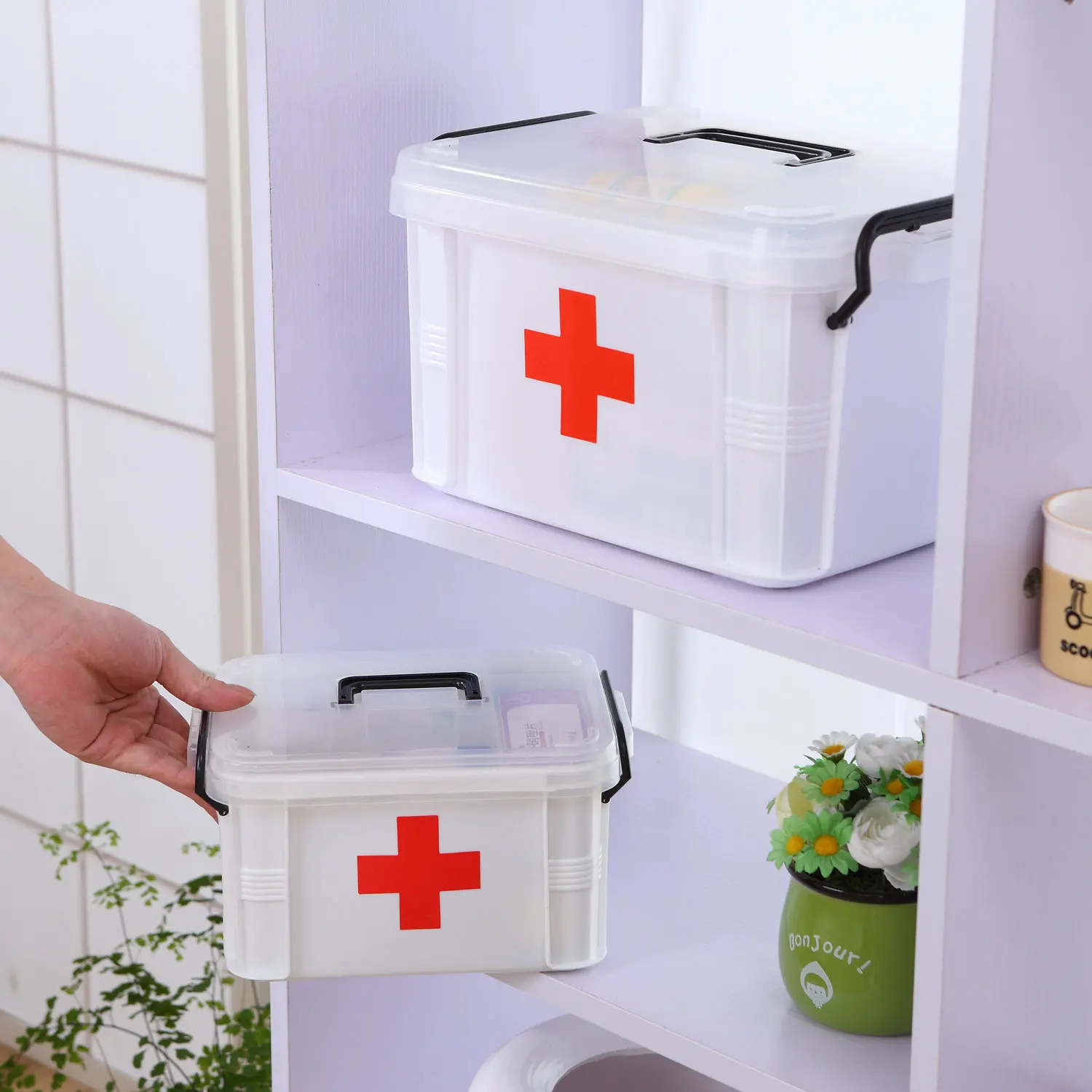 New Organizer Organizador Pertolongan Pertama Kit Kotak Obat Besar New Organizer Organizador Pertolongan Pertama Kit Kotak Obat Besar Rumah Dada Kabinet Penyimpanan Plastik Rumah Tangga Ramah Lingkungan Persegi Panjang di