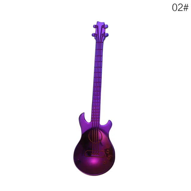 Best Offers Stainless Steel Guitar Spoons Rainbow Coffee&Tea Spoon Flatware Drinking Tools