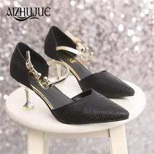 

AIZHUJUE Summer Women Pumps Small Heels Wedding Shoes Gold Silver Stiletto High Heels Women Heel Sandals Ladies Shoes
