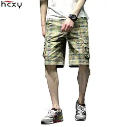 HCXY 2018 брендовая летняя Для мужчин s Plaid Cargo Shorts Для мужчин мужской Рубашки домашние Короткие хлопковые Multi-карманы Прямые Плюс размеры 29-44