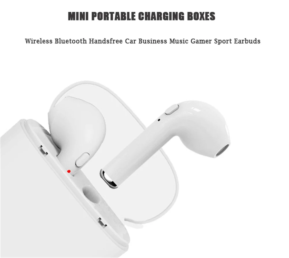 Hot i7 TWS Twins Wireless Earphone Mini Bluetooth v4.2 Earbuds Stereo Headset For Iphone X 8 8 PLUS 7 plus 7 6s 6 plus Galaxy S8 (4)