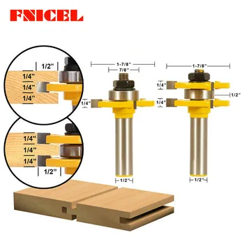 

2pc 1/2" Shank Matched Tongue and Groove Router Bit Set Wood Milling Cutter Flooring Knife