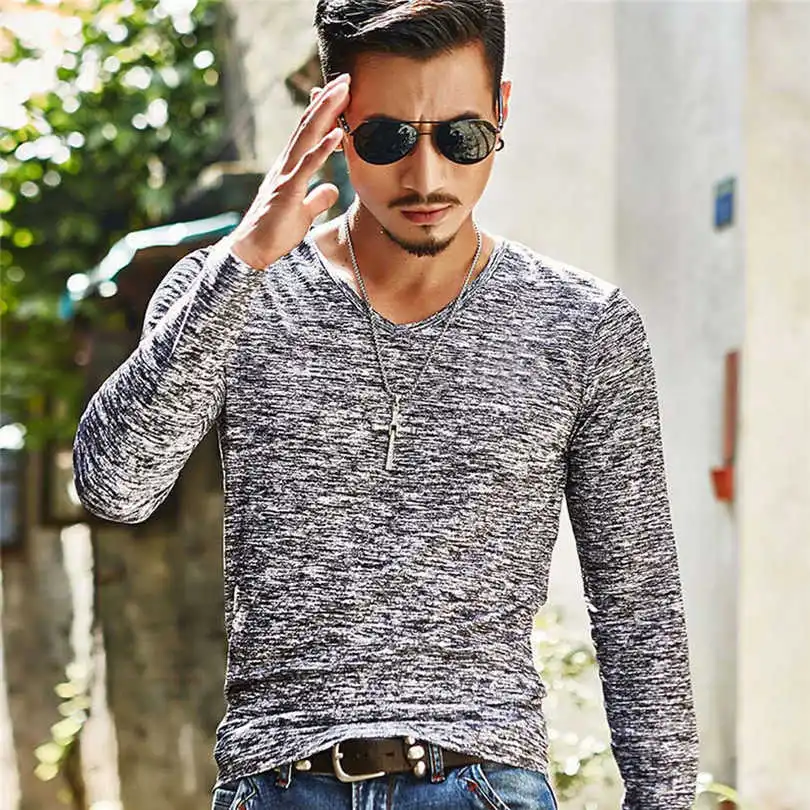 New Fashion Men's Summer V Neck T-Shirt Solid Casual Daily Brief Shirt Beach Slim Top Tees  Comfortable Tops Tee #4F04 (2)