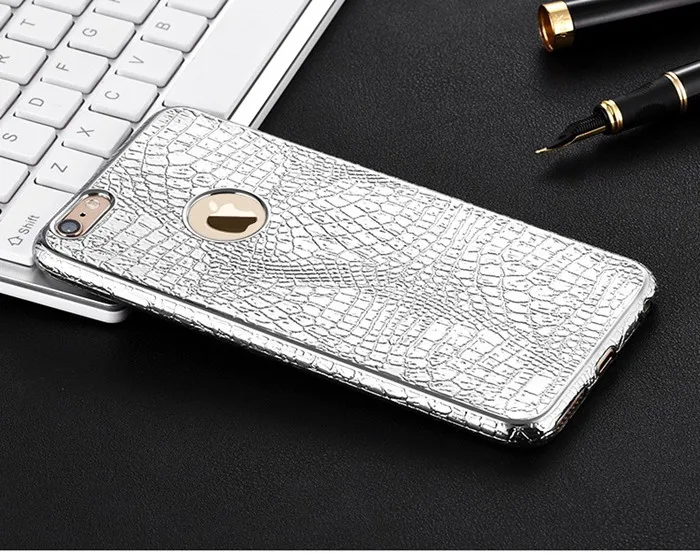 Роскошный 3D чехол с крокодиловым змеиным принтом для iPhone 7, 6, 6s, S Plus, 5, 5S, SE, Ультратонкий Мягкий силиконовый чехол из ТПУ для задней панели телефона - Цвет: Silver