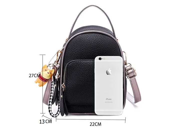 NIGEDU Kpop Women backpack Puppy pendant female shoulder bag small PU leather backpacks for girls teenagers wallets Daypack  (24)