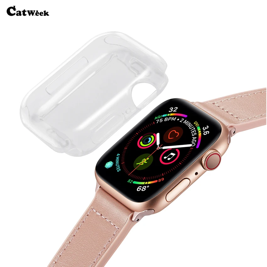

Case For Apple Watch 4 40MM 44MM 360 Built In Clear Soft TPU Protector Cover Shockproof Full Case For Iwatch 4 Frame Shell Skin