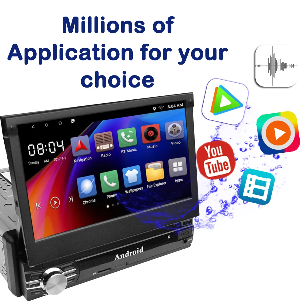 Best Panlelo 7 inch Android 8.1 / 6.0 Single Din Car Stereo 1G/2G+16G HD Touch Screen GPS Navigation Car Multimedia Player 1din radio 3