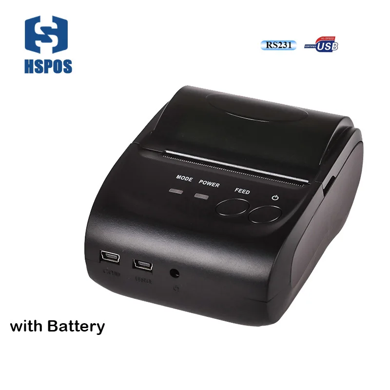 

Mini portable thermal receipt printer with battery RS 232 and USB interface printing machine support print QR code
