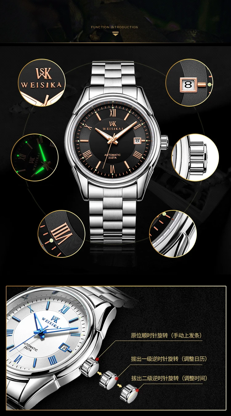 03 Top Brand Luxury Mechanical Watches Fashion Business Casual Sports Dress Automatic Self Men Watch Durable Classic Montre Homme