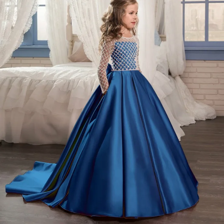 Ласточкин хвост Вечерние платья для девочек детское платье принцессы для девочек на свадьбу, день рождения, костюм для девочек - Цвет: as picture