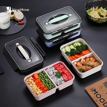 

VandHome Japanese Kids Lunch Box Microwave Bento Box With Compartments Portable Wheat Straw Bento Lunch Box Food Container