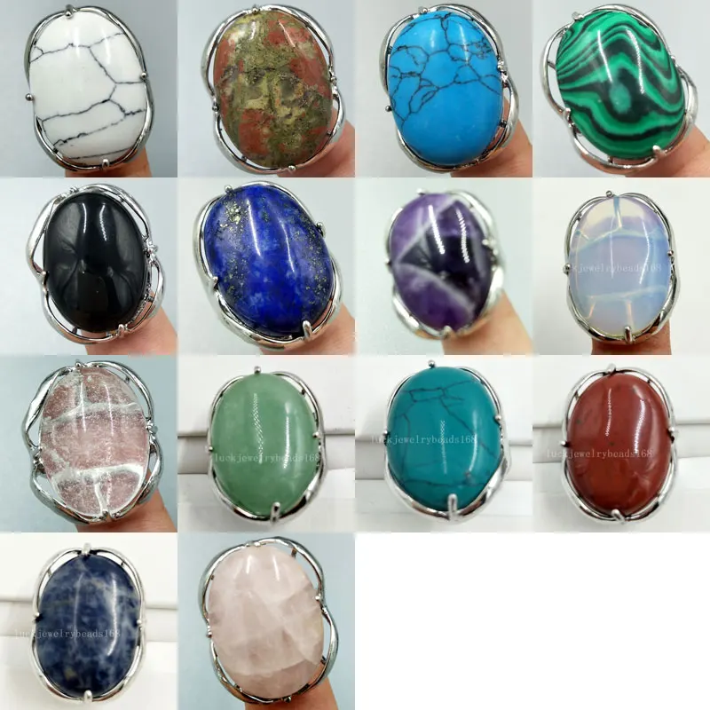 

Malachite Howlite Crystal Unikate Opal Jaspe Carnelian Natural Lapis Lazuli Bead Ring 6.5~12" US Adjust MC3928