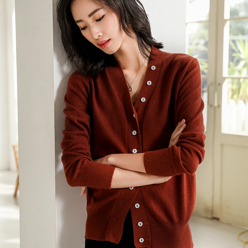 Knitted Cardigan Women  Long Sleeve V-Neck Women's Sweater Cardigan Female Single Button 2019 Spring Autumn Women Knitted 
