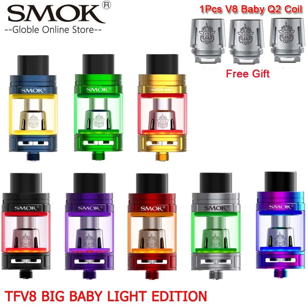 

SMOK TFV8 Big Baby Light Edition Atomizer 5ml Tank with Baby Q2 Coil V8 Big Baby electronic cigarette Atomizer Fit for Stick V8