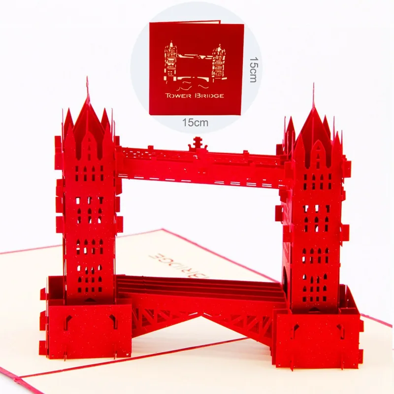 3D всплывающие открытки на день рождения 3D миниатюрные Пригласительные открытки мировые аттракционы визитная открытка подарки для мальчиков поздравительная открытка туристическая открытка - Цвет: Thames bridge