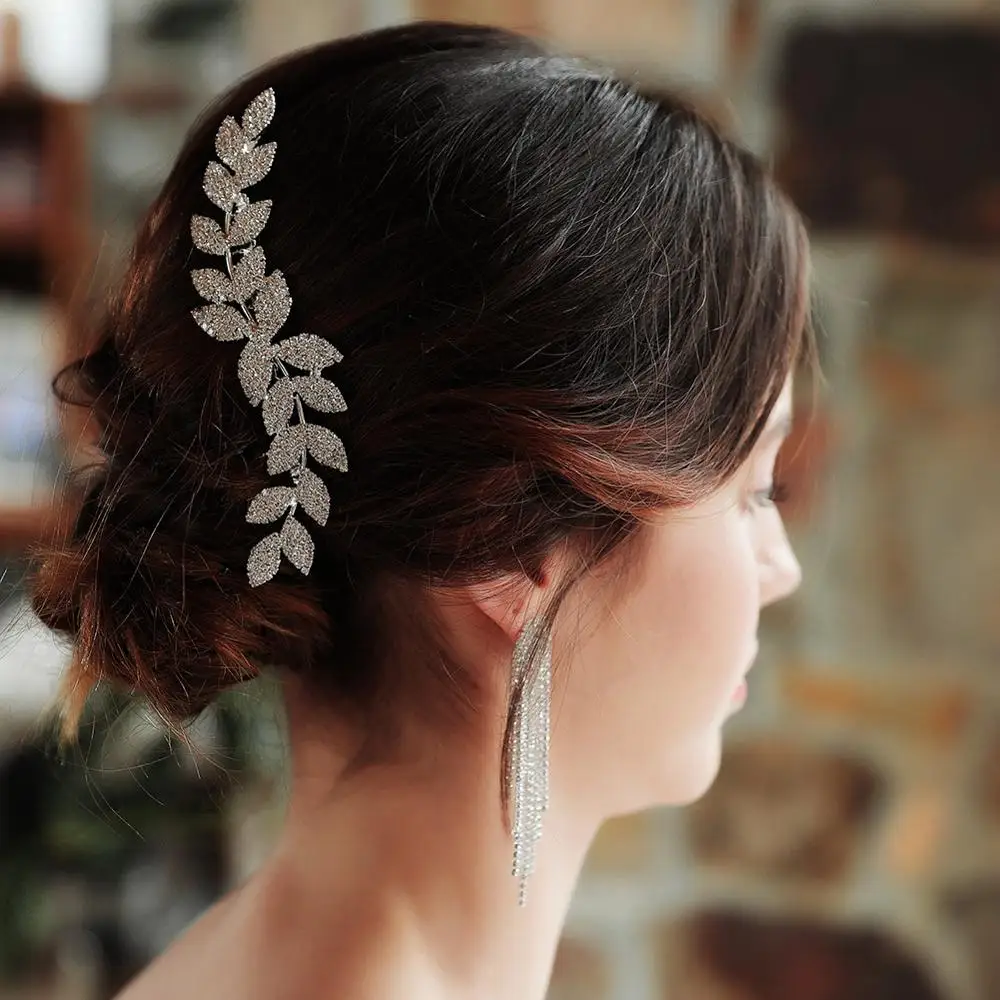 

Bridal Hair Comb Vine Rhinestone Wedding Hair Accessories Headpiece Sparkly Bridal Jewelry 3 Colors Available Silver Gold Rose