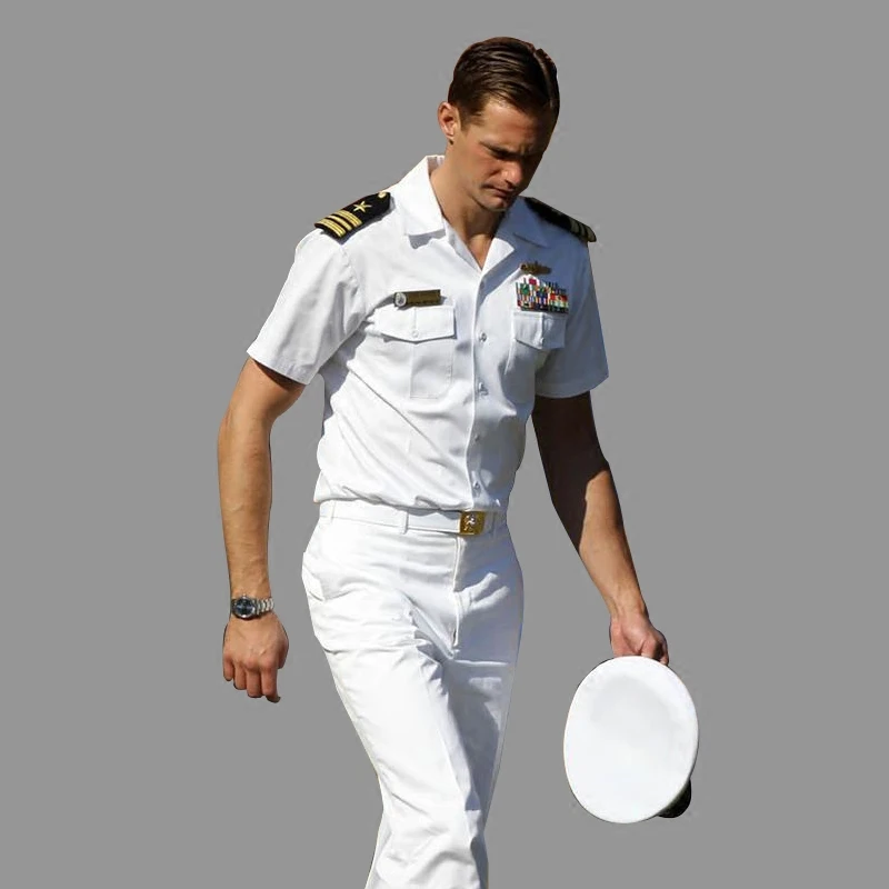 

Navy Uniform white short-sleeved uniform white armor crew shirt captain uniform men TV/film performance costume cosplay summer