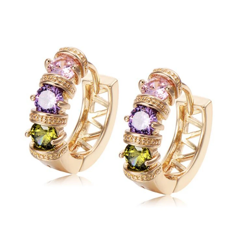 

Luomansi Korea Multicolor Color Zircon Hoop Earrings Simple Fashion Crystal Hoop Earrings Jewelry Gift For Wedding Accessories