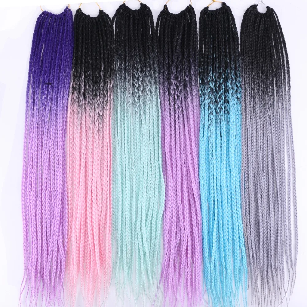 

100 g/pcs Box Braid Ombre color Synthetic Braiding Hair Crochet Braids hair for black women