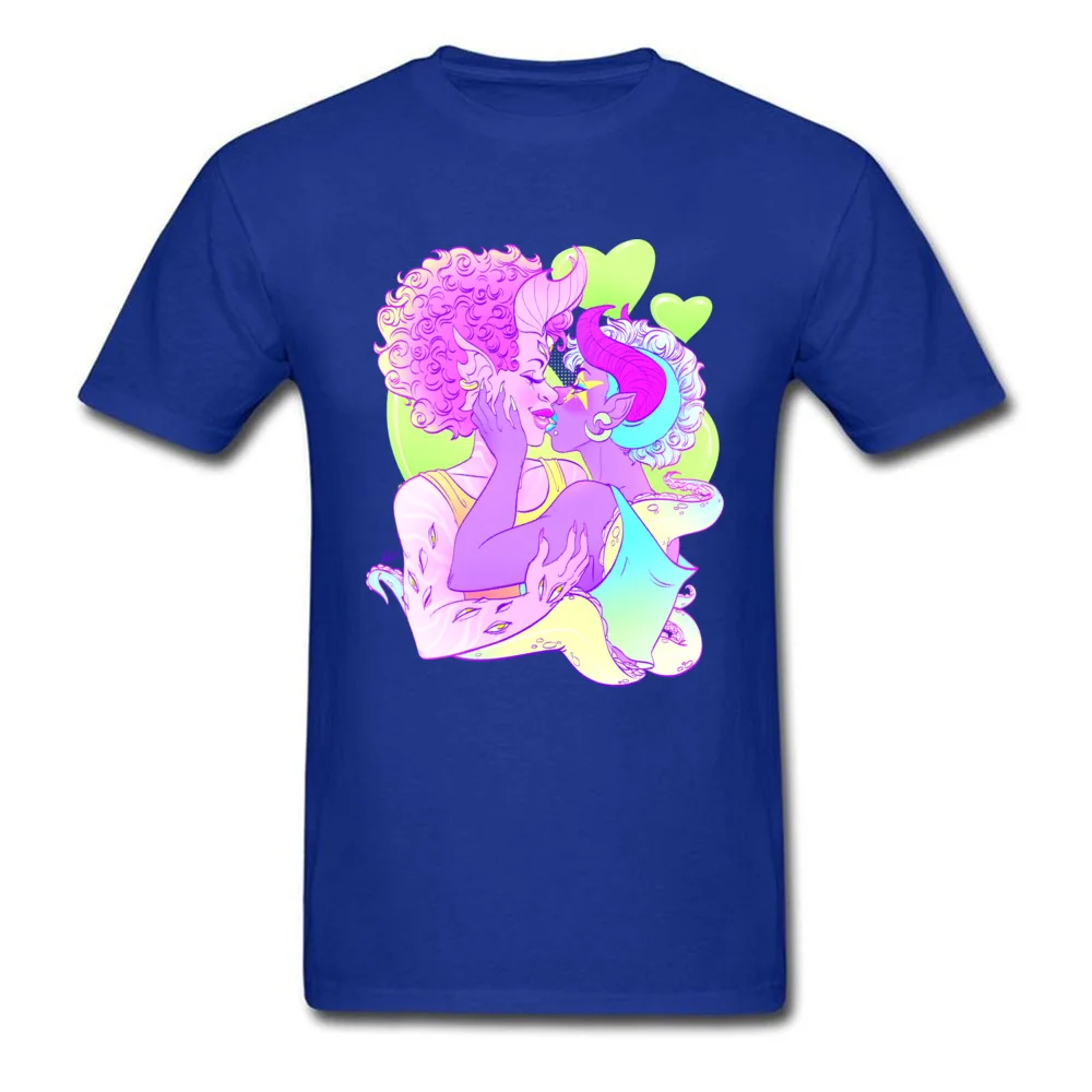 Demon Kiss 1 100% Cotton Student Short Sleeve Tops T Shirt Cool Autumn Tshirts Normal Tops & Tees Dominant Round Neck Demon Kiss 1 blue