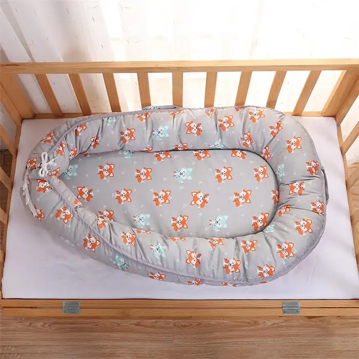 Бионическое гнездо для сна для новорожденных, переносная люлька, детская кровать для путешествий и стирки, детское спальное гнездо - Цвет: grey fox