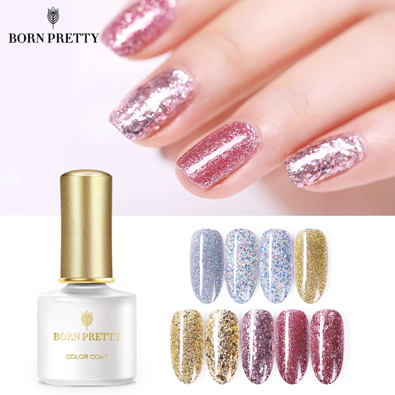 

BORN PRETTY Glitter UV Gel Polish 6ml Gold Silver Soak Off UV Nail Gel Sequins Shimmer Nail Art Gel Varnish Manicure