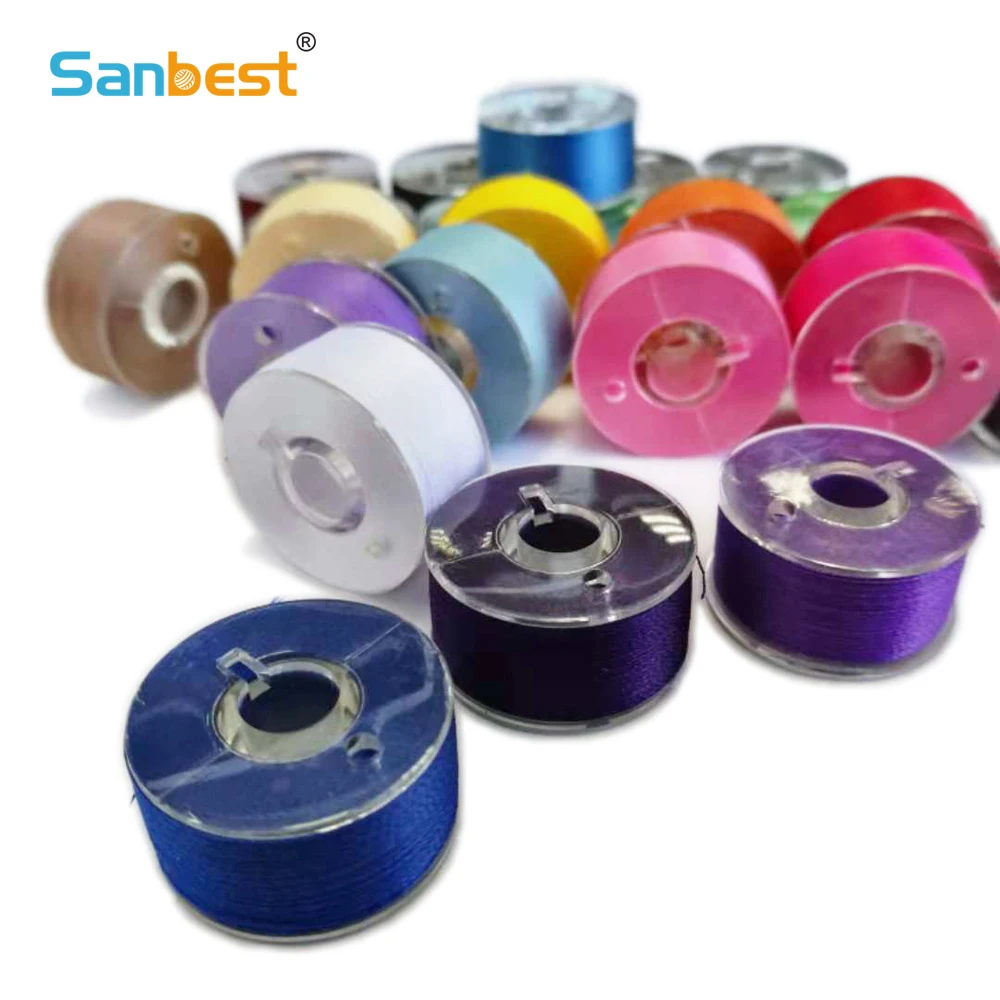 

Sanbest Multicolor Prewound Bobbins Embroidery Thread Machines High Tenacity Polyester Sewing Thread 70D/2 Size A Size L TH00013